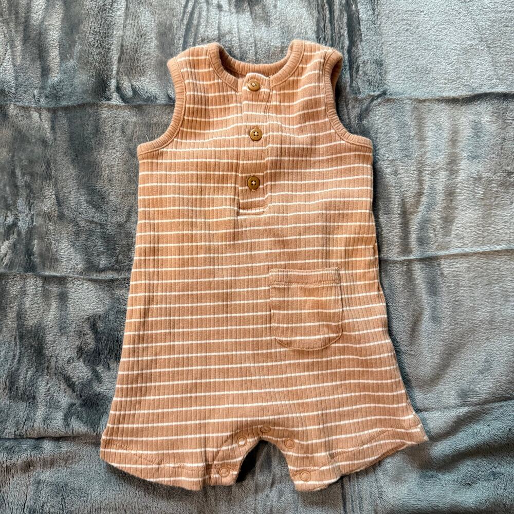 Focus Kid Stripe Knit Ribbed Romper Sleeveless 3 Months Gender Neutral Baby Boy